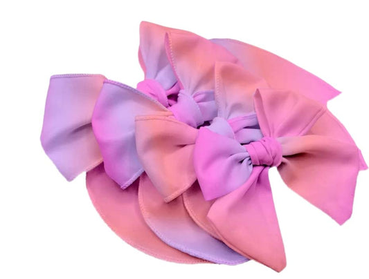 Pink Peach and Lavender Ombre Fabric Bow