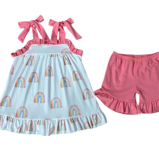 Pink Rainbow Shorts Set