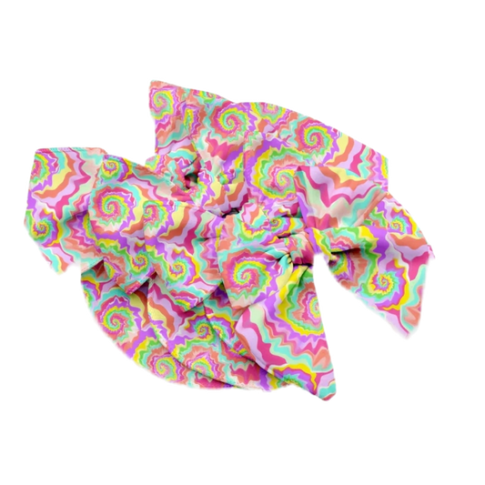 Rainbow Swirl Tie-dye Fabric Bow