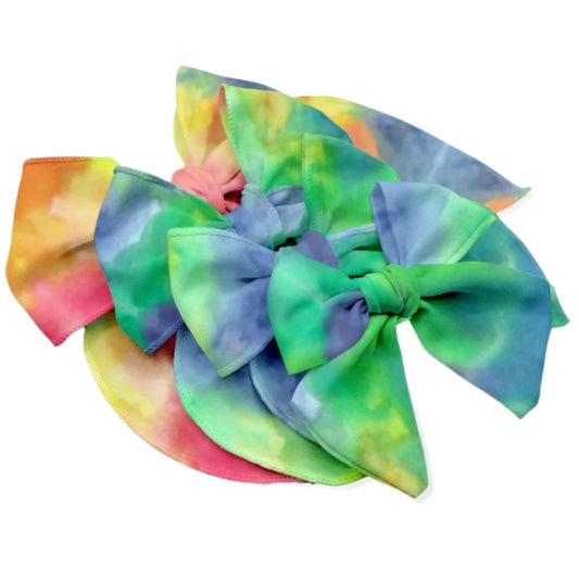 Rainbow Watercolors Fabric Bow