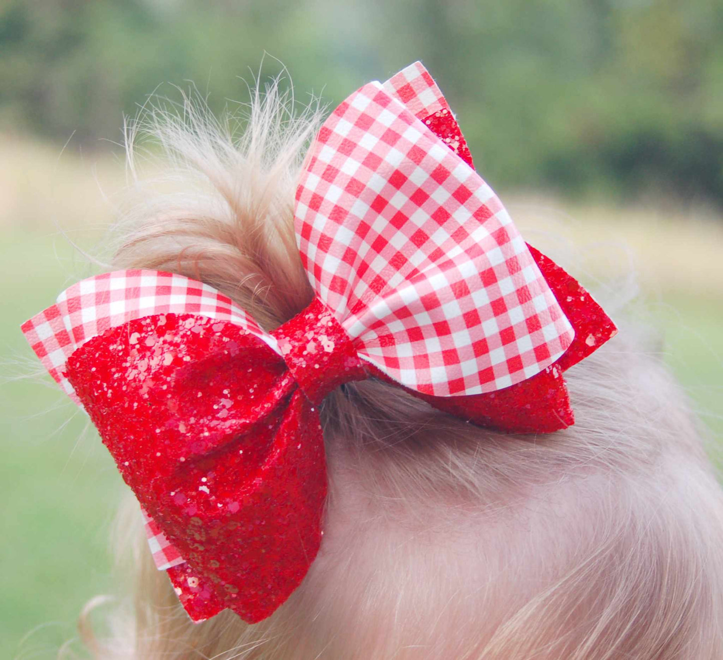 Red Gingham Totally Twisted Bow 5"