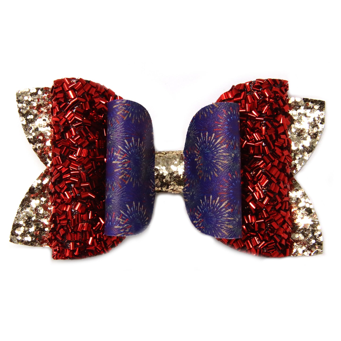 4 inch Red & Gold Fireworks Double Diva Bow