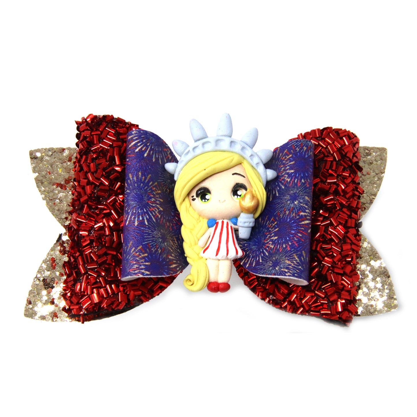 4 inch Little Miss Liberty Double Diva Bow