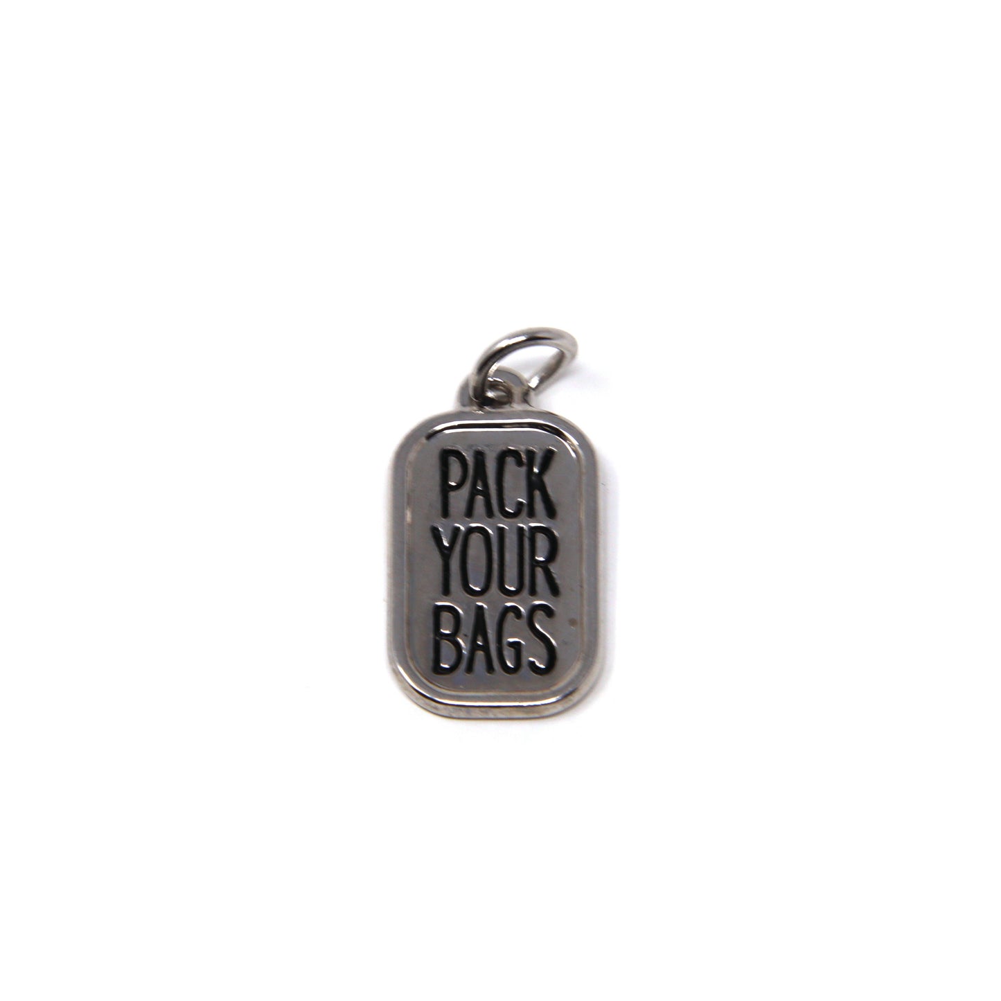3/4 inch Nickel Finish Pack Your Bags Charm