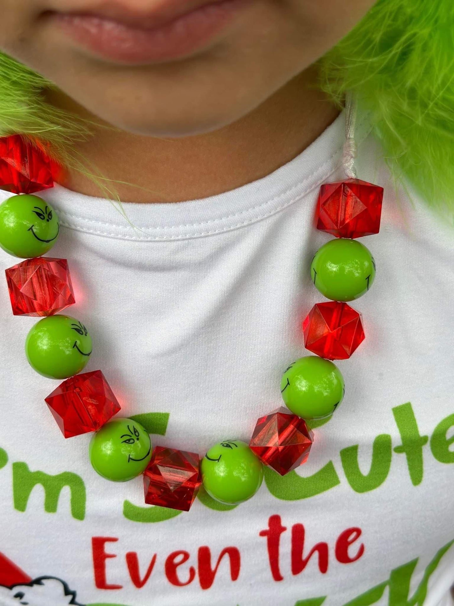 Red & Green Bubblegum Necklace - Waterfall Wishes
