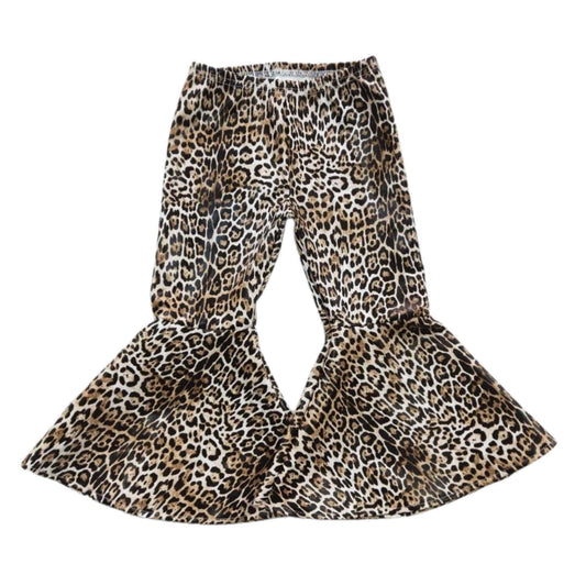 Leopard Pleather Bell-bottom Pants
