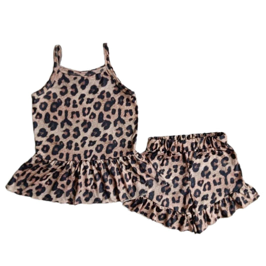 Leopard Print Ruffled Shorts Set