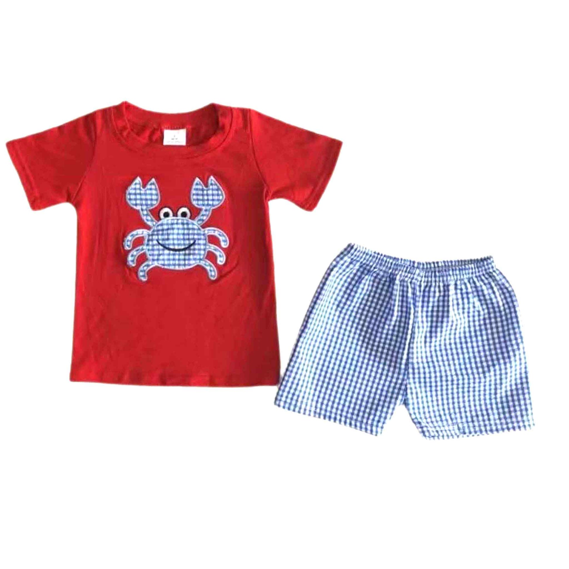 Crab Red & Blue Shorts Set