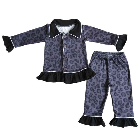 Black Leopard Pajamas Set