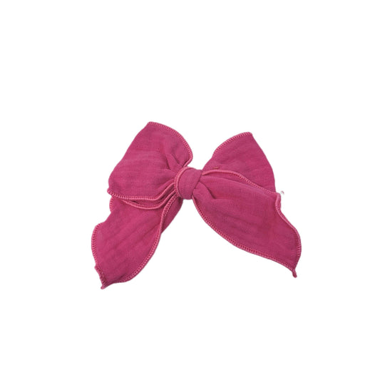 Hot Pink Gauze Serged-edge Fabric Bow 4.5"