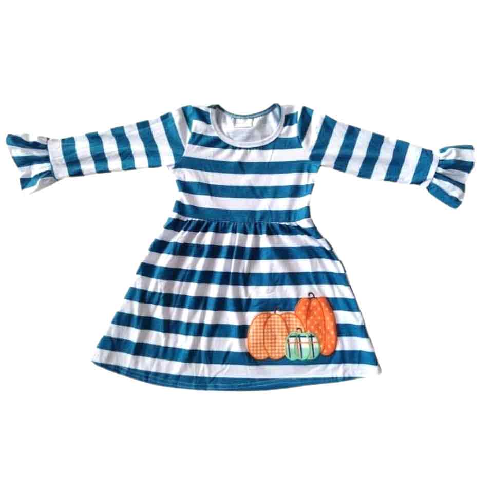 Blue Striped Pumpkin Dress