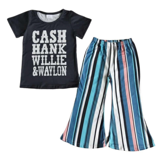 Cash Hank Willie & Waylon Bell-bottom Pants Set