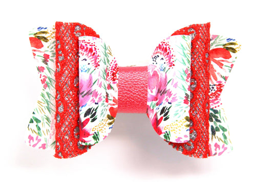 Coral Wildflower Double Diva Bow 4"