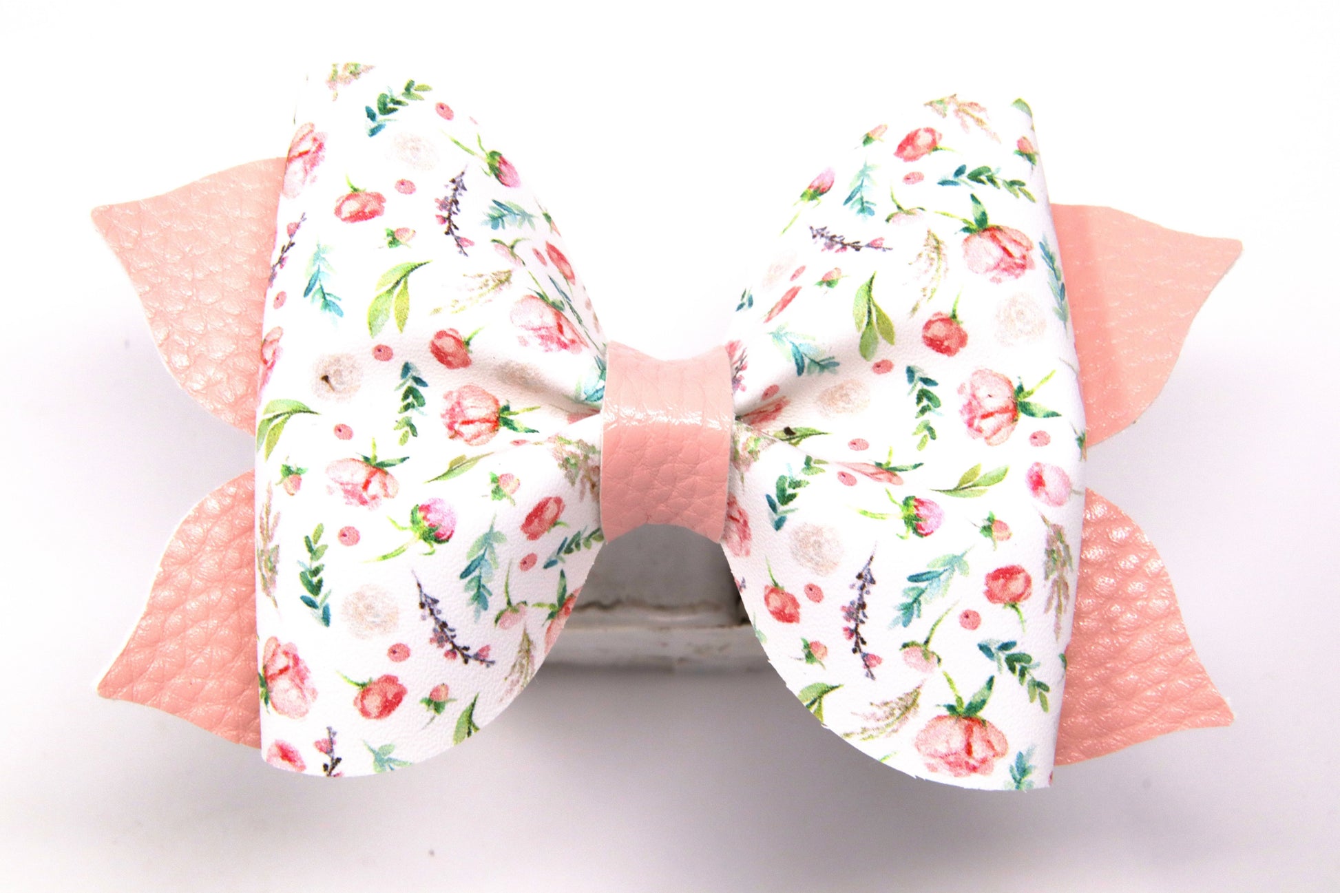 Petite Pink Roses Pixie Pinch Bow 4"
