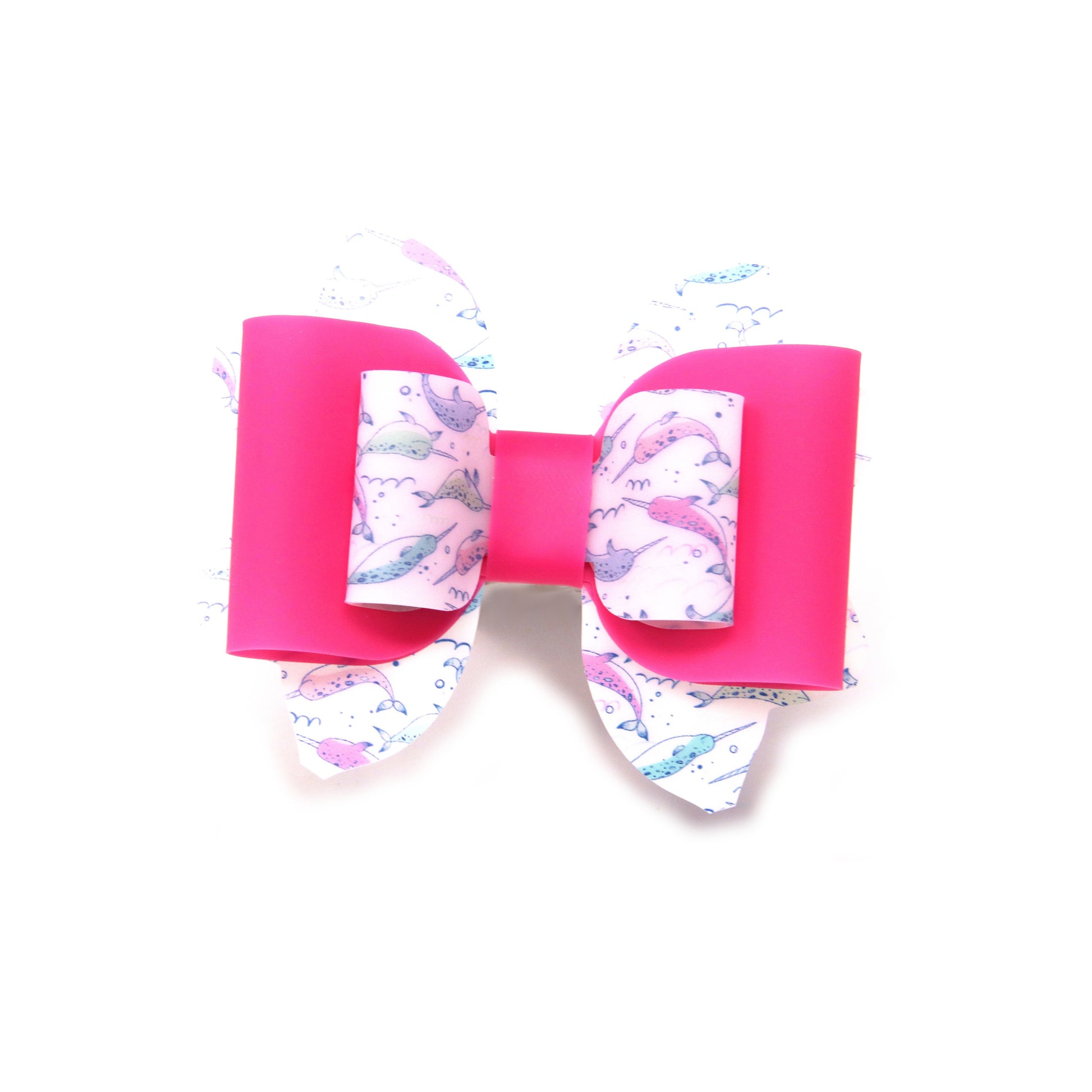 Narwhals with Hot Pink Jelly Elegant Bow 4"