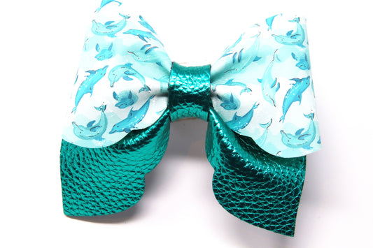 Dolphins Scalloped Siren Bow 3.5"