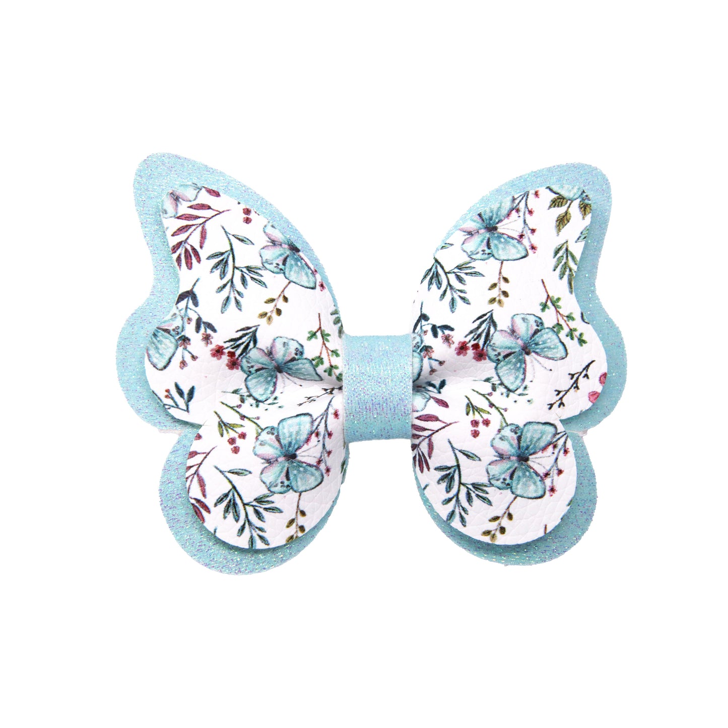 3.5 inch Blue Butterflies Vidia Pinch Bow. Simple and elegant.