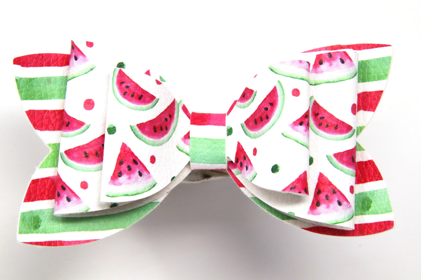 Pink and Green Watermelon Double Diva Bow 4"