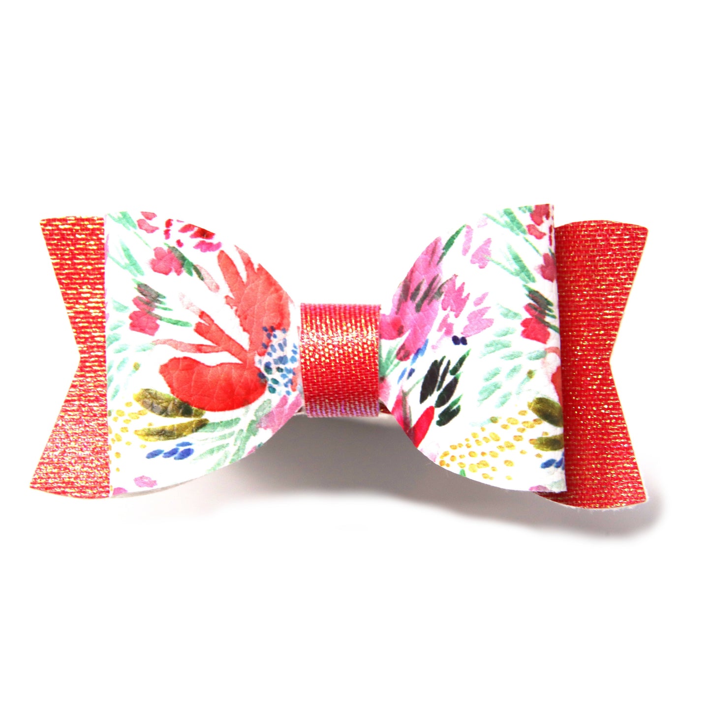 Floral with Coral Tulle Claire Bow 2.75"