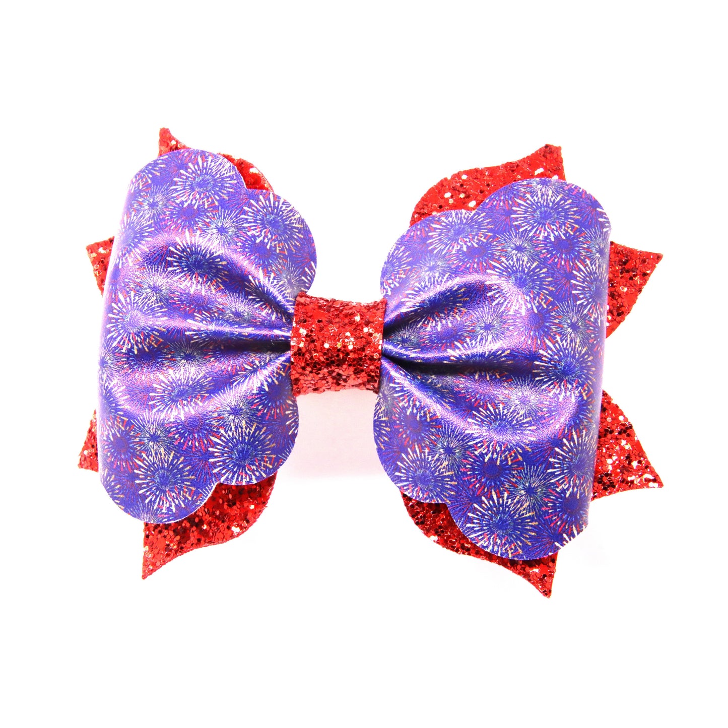Fireworks with Red Chunky Glitter Poppy Pinch Bow