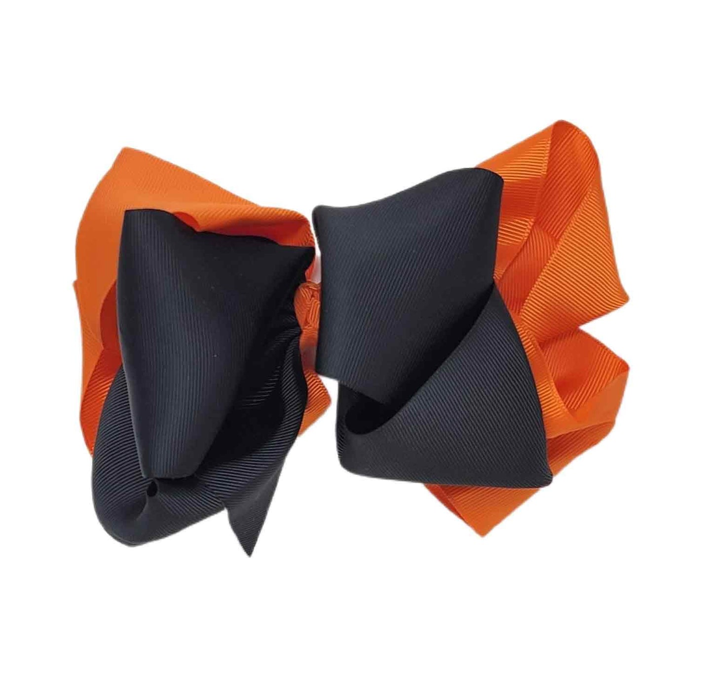 Orange & Black Double Stacked Jumbo Ribbon Bow 8"