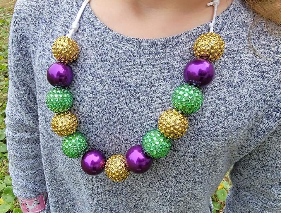 Mardi Gras Bubblegum Necklace