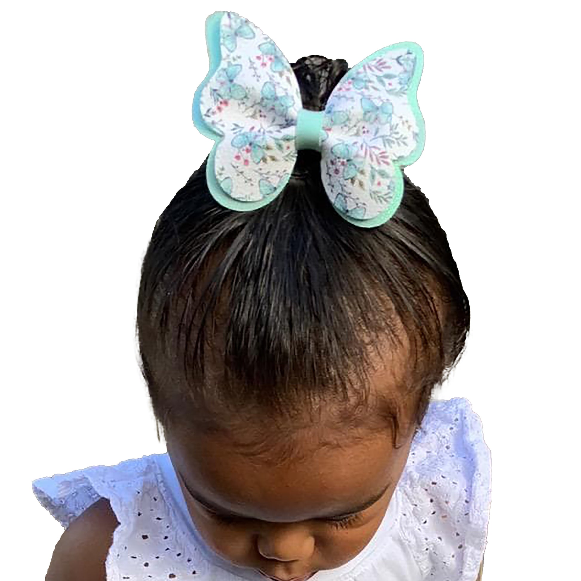 3.5 inch Blue Butterflies Vidia Butterfly Pinch Bow. Simple and elegant.