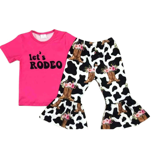 Let's Rodeo Cow Print Bell-bottom Pants Set