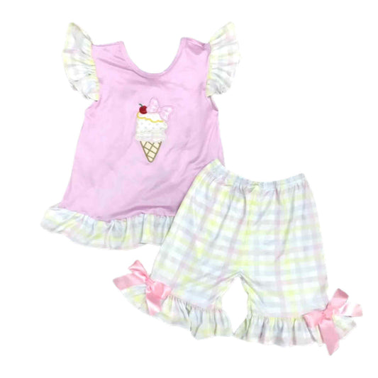 Cherry & Bow on Top Shorts Set