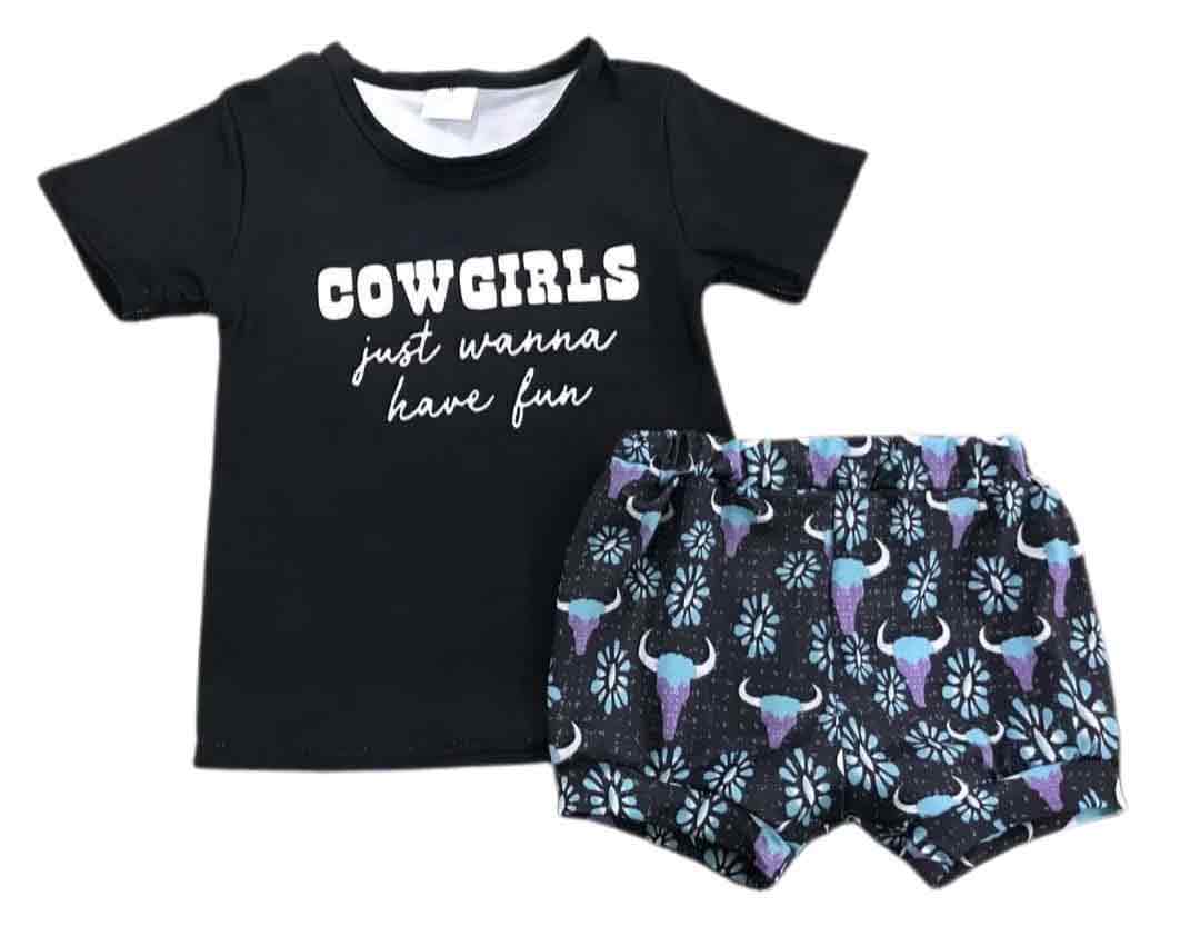 Cowgirls Just Wanna Have Fun Shorts Set
