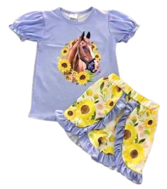 Horse & Sunflowers Shorts Set