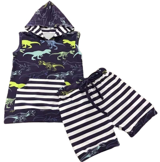 Disappearing Dinos Hooded Shorts Set