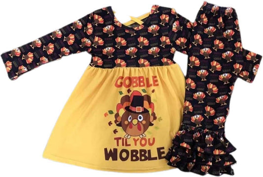 Gobble Til You Wobble Bell-bottom Pants Set