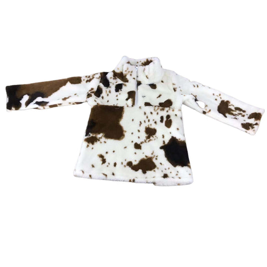 Brown Cow Print  Pullover Jacket