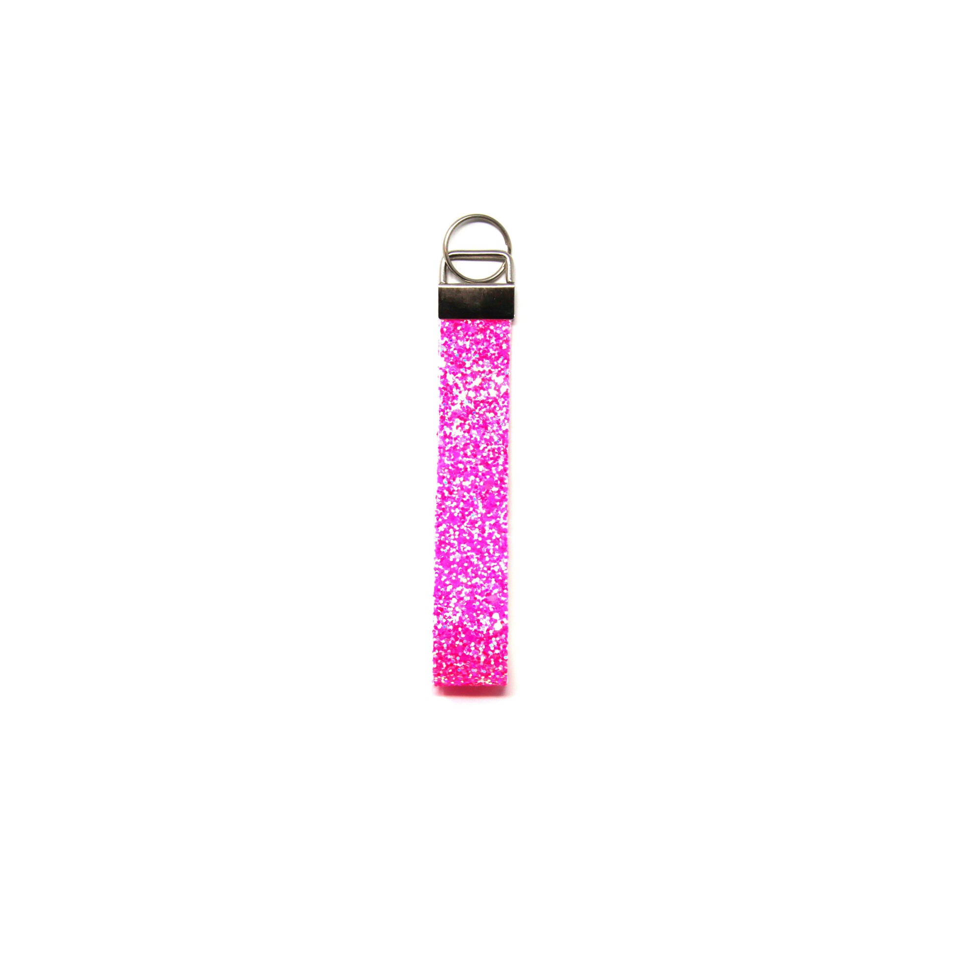 Hot Pink Chunky Glitter Wristlet Key Chain 6"