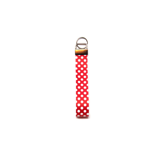 6 inch Red with White Polka Dots Wristlet Key Chain