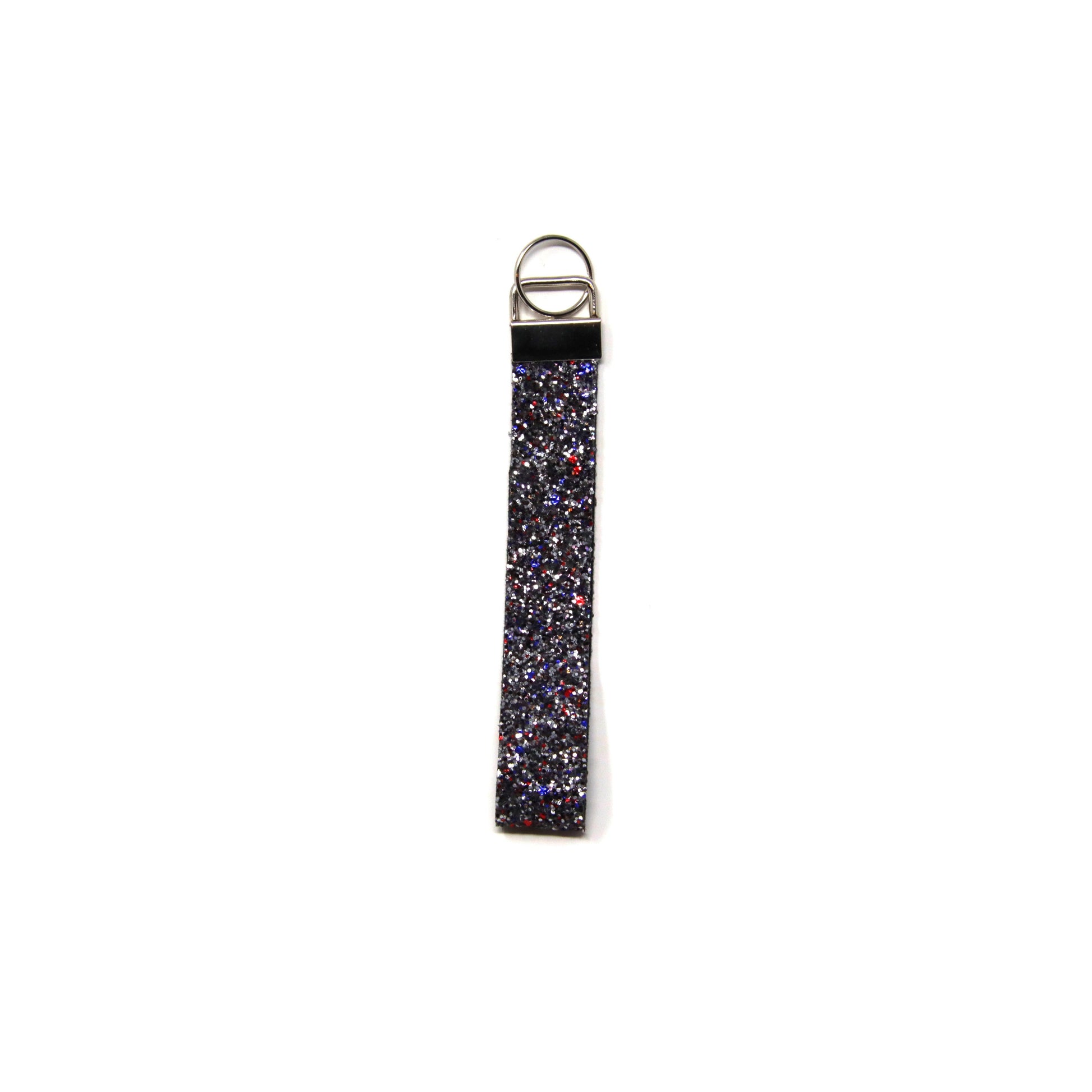 6 inch Red and Blue Chunky Glitter Wristlet Key Chain