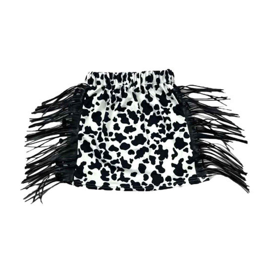 Animal Print Fringed Skirt