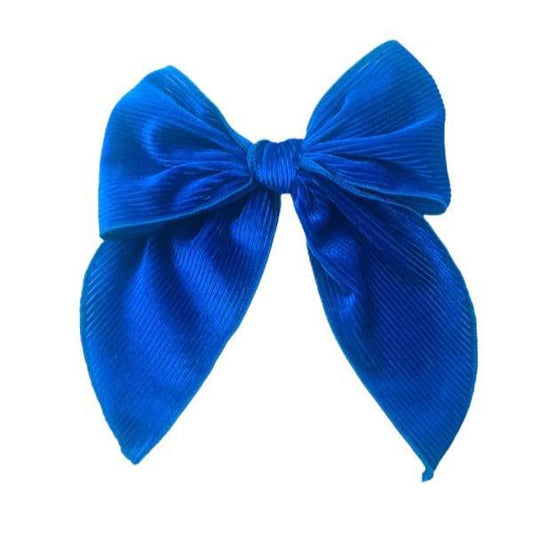 Blue Velvet Serged-edge Fabric Bow 5"
