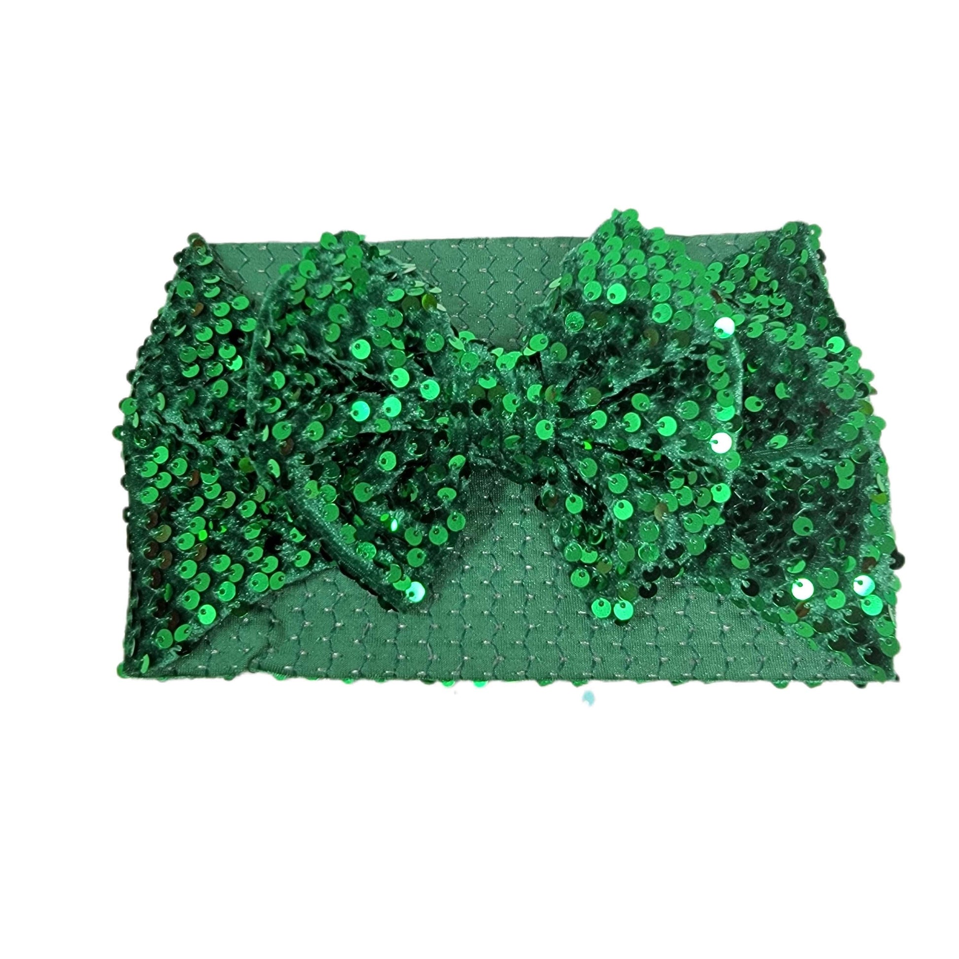 Emerald Sequin Fabric Bow Headwrap