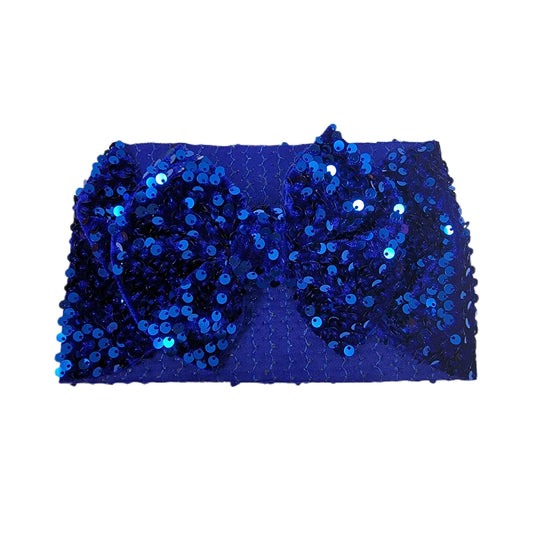 Sapphire Sequin Fabric Bow Headwrap