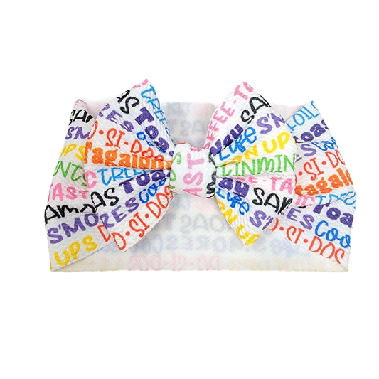Cookie Names Fabric Bow Headwrap - Waterfall Wishes