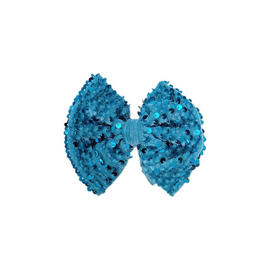 Turquoise Sequin Fabric Bow