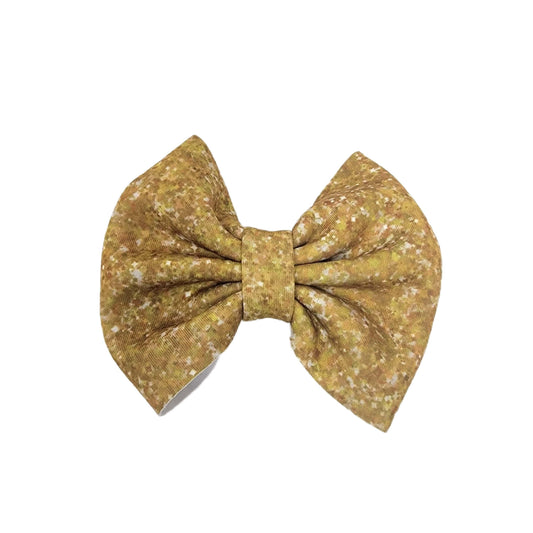 Gold Faux Glitter Puffy Fabric Bow - Waterfall Wishes
