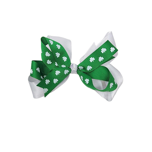 St. Patrick's Double stack Ribbon Bow 7" - Waterfall Wishes