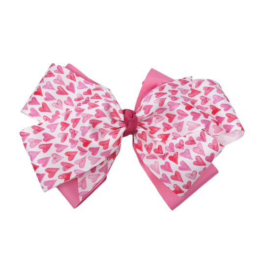 Hearts Galore Double Grand Ribbon Bow 12" - Waterfall Wishes