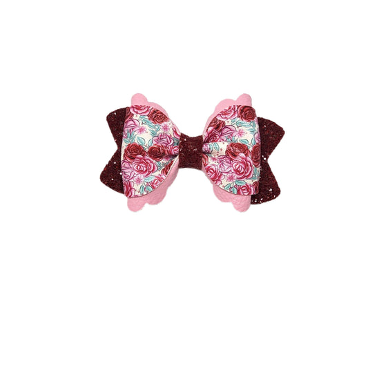 Blooming Roses Dressed-up Scalloped Pinch Bow 4"