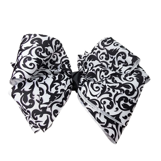 Damask Double Grand Ribbon Bow 10" - Waterfall Wishes