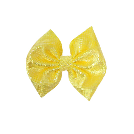 Neon Yellow Velvet Snakeskin Fabric Bow