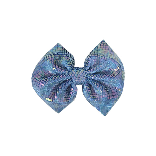 Baby Blue Velvet Snakeskin Fabric Bow